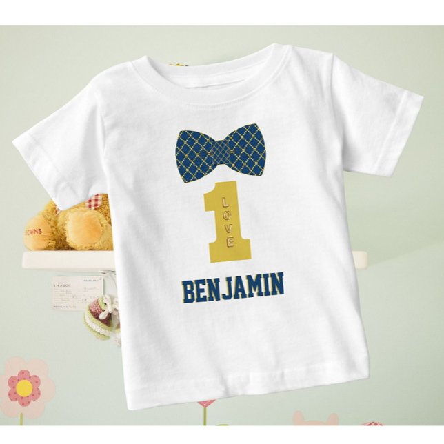 T-shirt Pour Bébé Baby Boy Name One Love Bow Cravate Bleu (Créateur téléchargé)