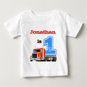 T-shirt Pour Bébé Baby Boy Red Flat Bed Camion 1er anniversaire