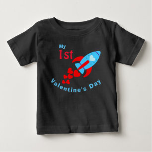 T-shirt Pour Bébé Baby Boy Valentine's Day Cute Heart Rocket