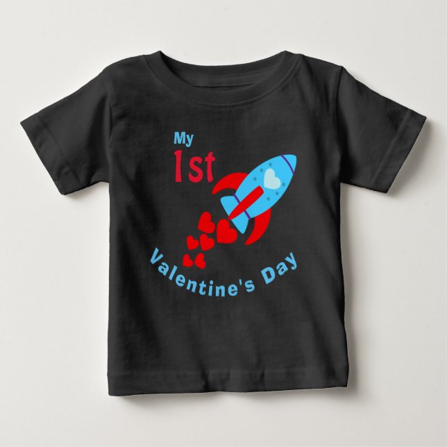T-shirt Pour Bébé Baby Boy Valentine's Day Cute Heart Rocket (Devant)