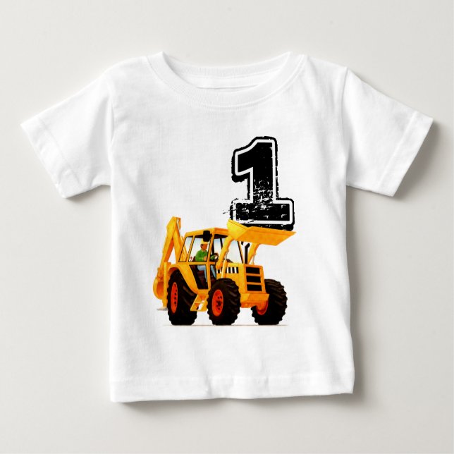 T-shirt Pour Bébé Baby Boys 1er Anniversaire Construction de Digger  (Devant)
