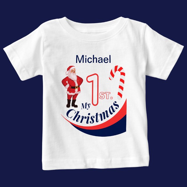 T-shirt Pour Bébé Baby de Noël personnalisé "Mon 1er Noël" (Créateur téléchargé)