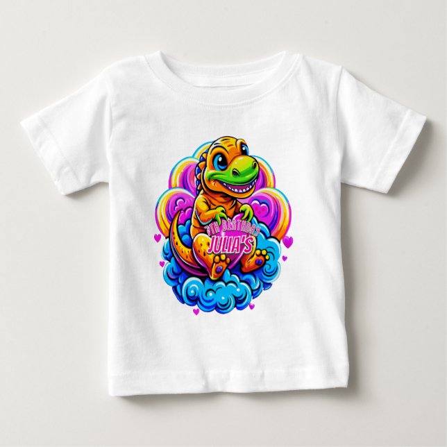 T-shirt Pour Bébé Baby Dino Accrocher un Coussin cardiaque sur un nu (Devant)