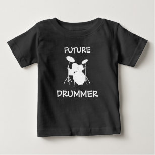 T-shirt Pour Bébé Baby Drummer Rock & Roll Band Drum Kid Band Rocker
