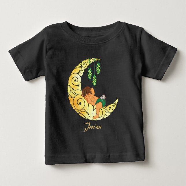 T-shirt Pour Bébé Baby Ganesha with golden moon and stars (Devant)