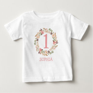 T-shirt Pour Bébé Baby Girl 1er anniversaire tenue florale
