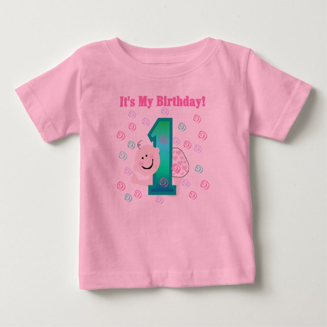 T-shirt Pour Bébé Baby Girl C'est mon 1er anniversaire (Devant)