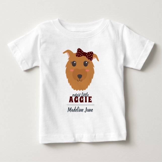 T-shirt Pour Bébé Baby Girl Chien Maroon (Devant)