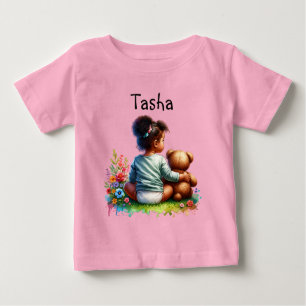T-shirt Pour Bébé Baby Girl et son ours en peluche   Personnalisé