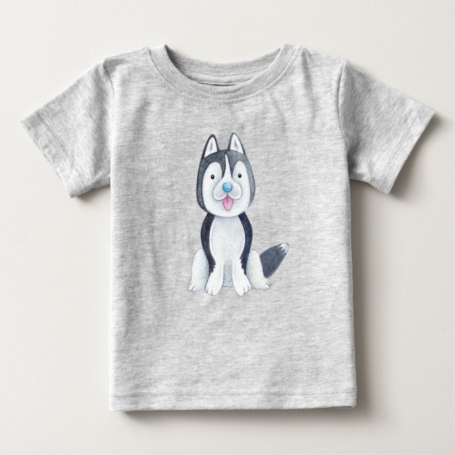 T-shirt Pour Bébé Baby Husky Chien animal de compagnie mignonne (Devant)