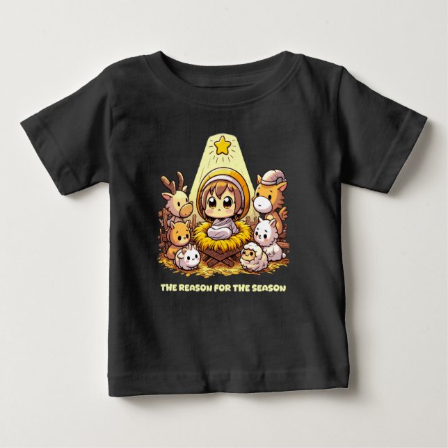 T-shirt Pour Bébé Baby Jesus: Chibi Nativity (Devant)