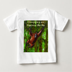 T-shirt Pour Bébé Baby Orangutan & Rainforest Primate Art Cadeau