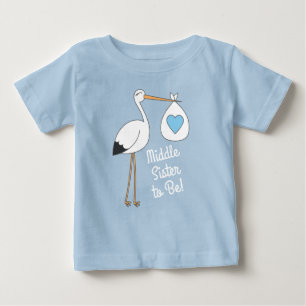 T-shirt Pour Bébé Baby shower cigogne bleu garçon