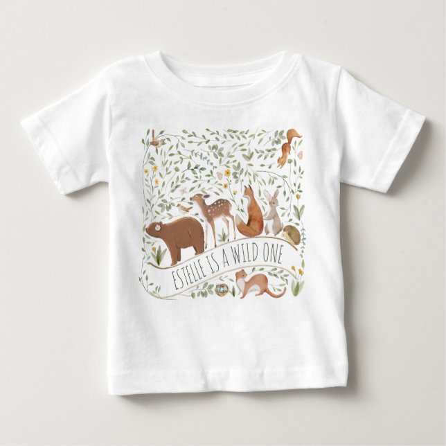 T-shirt Pour Bébé Baby shower d'amis de la forêt (Devant)