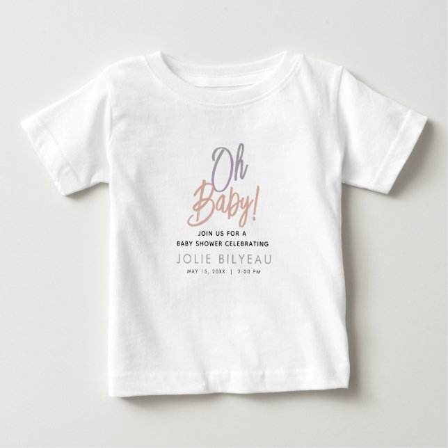 T-shirt Pour Bébé Baby shower de Boho Coeur minimal moderne (Devant)