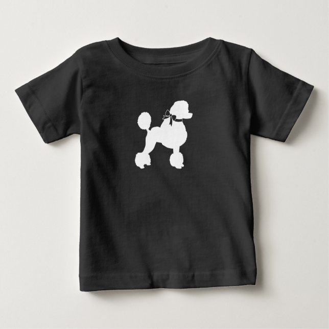 T-shirt Pour Bébé Baby shower de chien de caniche français gris chio (Devant)
