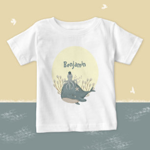 T-shirt Pour Bébé Baby shower de pieuvre de baleine marine douce