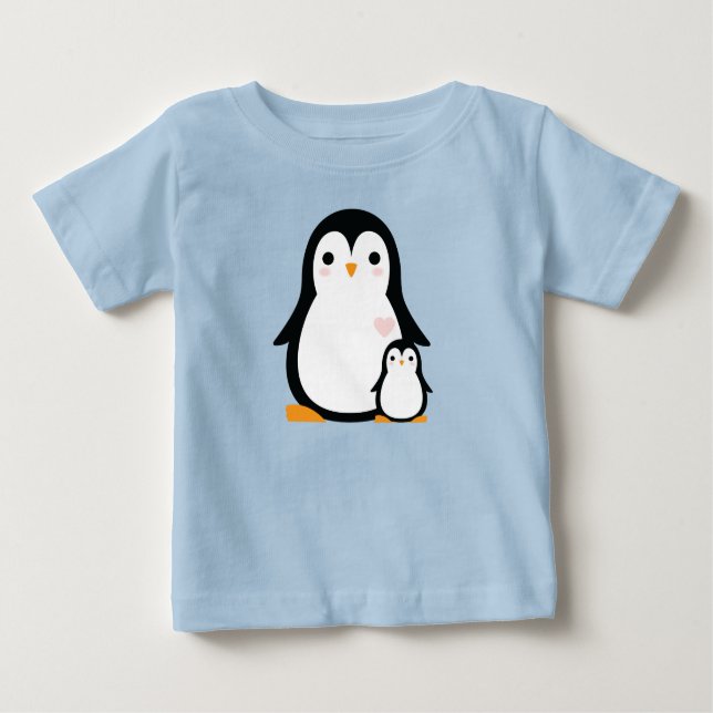 T-shirt Pour Bébé Baby shower de pingouin (Devant)