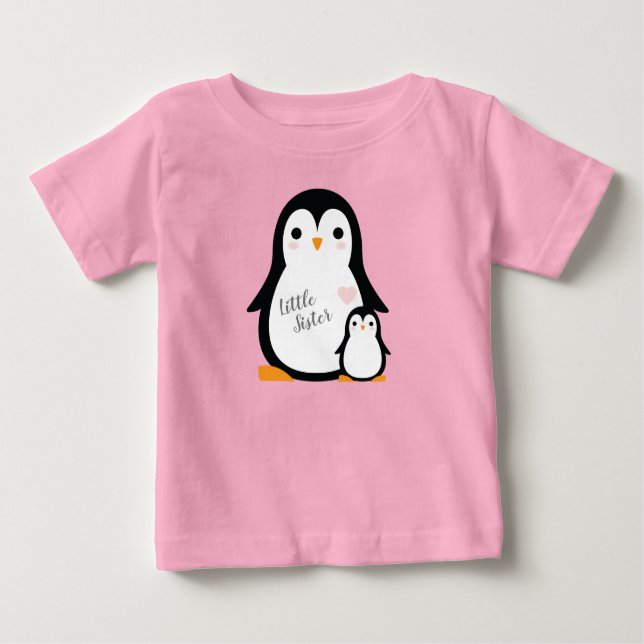 T-shirt Pour Bébé Baby shower de pingouin rose (Devant)