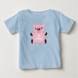 T-shirt Pour Bébé Baby shower de porc ferme Blue Boy
