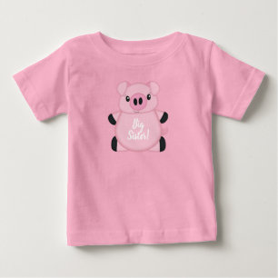 T-shirt Pour Bébé Baby shower de porc ferme fille rose