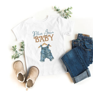 T-shirt Pour Bébé Baby Shower Moderne sur le thème du Jean Bleu Garç