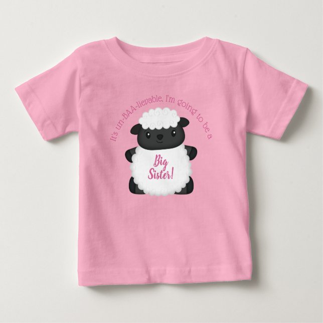 T-shirt Pour Bébé Baby shower mouton rose (Devant)