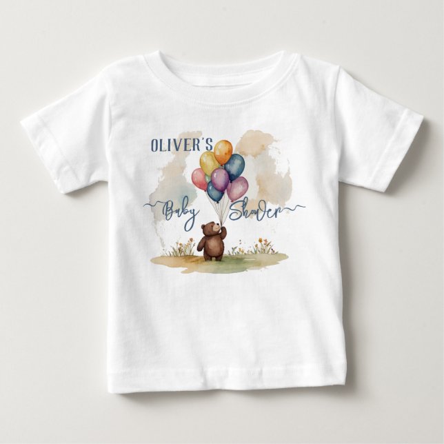 T-shirt Pour Bébé Baby shower neutre de l'ours (Devant)