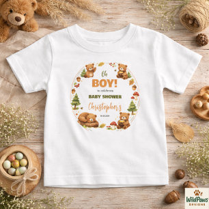 T-shirt Pour Bébé Baby Shower Ourson Mignon Aquarelle en Forêt