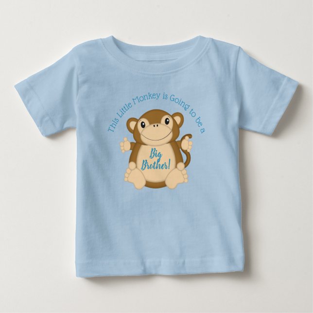 T-shirt Pour Bébé Baby shower singe bleu (Devant)