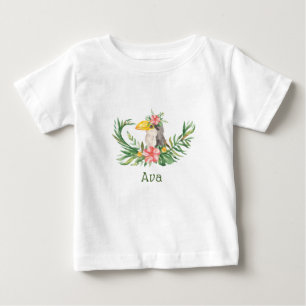 T-shirt Pour Bébé Baby Shower Tropical Fleur Toucan