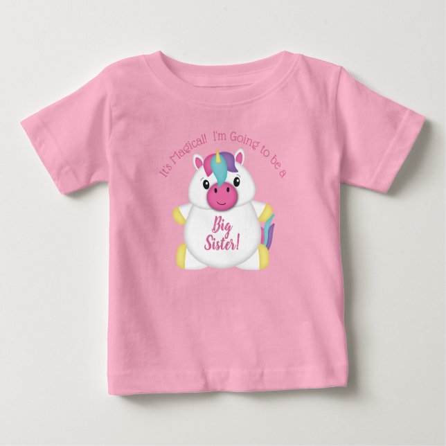 T-shirt Pour Bébé Baby shower Unicorne rose (Devant)