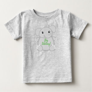 T-shirt Pour Bébé Baby shower vert éléphant