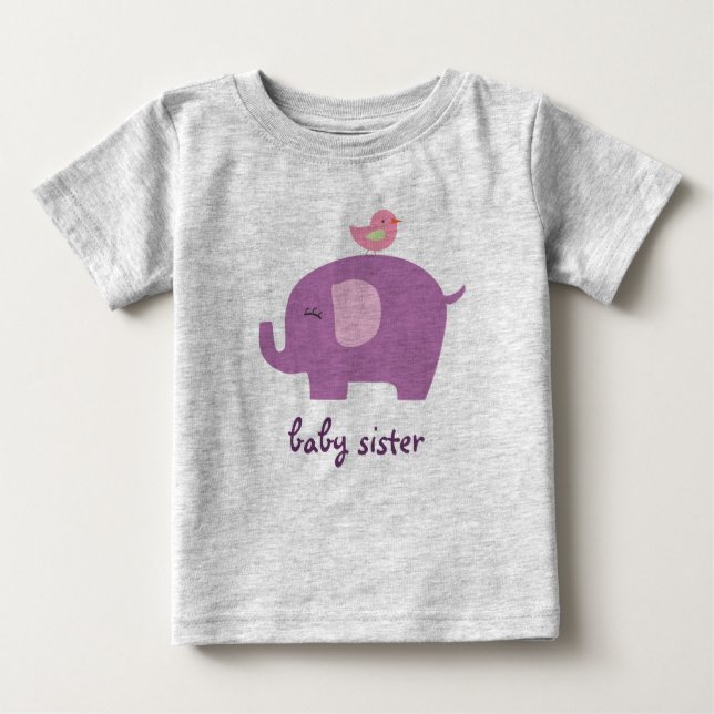 T-shirt Pour Bébé Baby Sister Elephant (Devant)