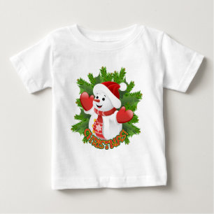 T-shirt Pour Bébé Baby Snowman avec ornement de flocons de neige en