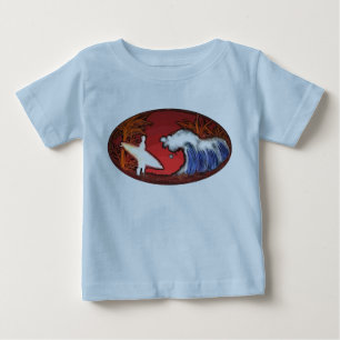 T-shirt Pour Bébé Baby surfer vagues scène artistique de la plage te