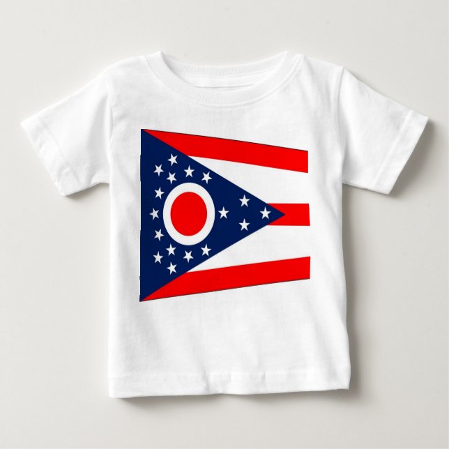 T-shirt Pour Bébé Baby T Shirt avec Drapeau de l'Ohio, U.S.A. (Devant)