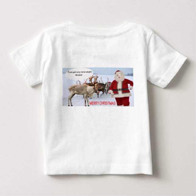 T-shirt Pour Bébé baby tee joyeux noël père Noël cochon (Dos)