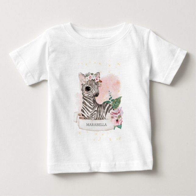 T-shirt Pour Bébé *~* Baby Zebra Nom de la pépinière Jungle Sweet Gi (Devant)