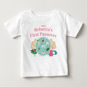 T-shirt Pour Bébé Babys 1ère Pâque Rose Personnalisé Nom de la fille