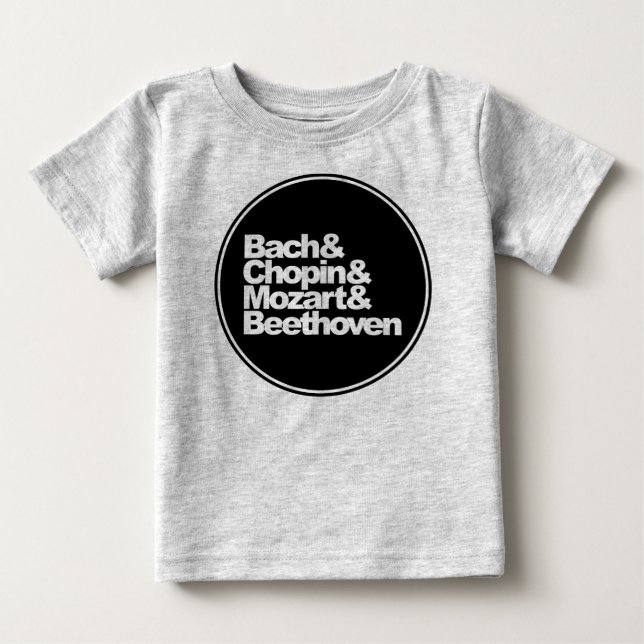 T-shirt Pour Bébé Bach et Chopin et Mozart et Beethoven (Devant)