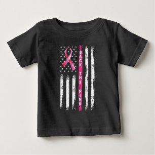 T-shirt Pour Bébé Back The Pink Ribbon Flag Breast Cancer Awareness 