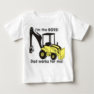 T-shirt Pour Bébé backhoe_loader, je suis le BOSS ! Papa travaille p