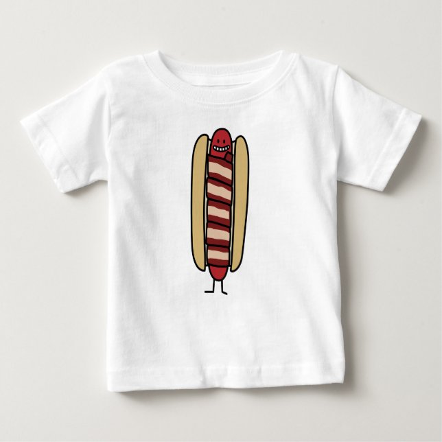 T-shirt Pour Bébé Bacon enveloppé Hot Dog Hotdog Wiener Bacon envelo (Devant)