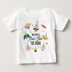 T-shirt Pour Bébé Bad Two Bone Dogs & Cat Balloons 2e anniversaire