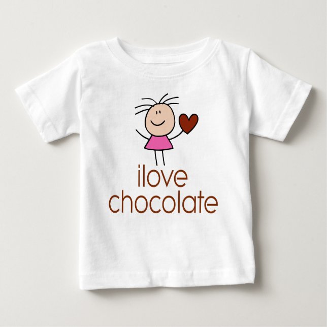 T-shirt Pour Bébé Baguette au chocolat mignonne Fille Bébé Tee (Devant)