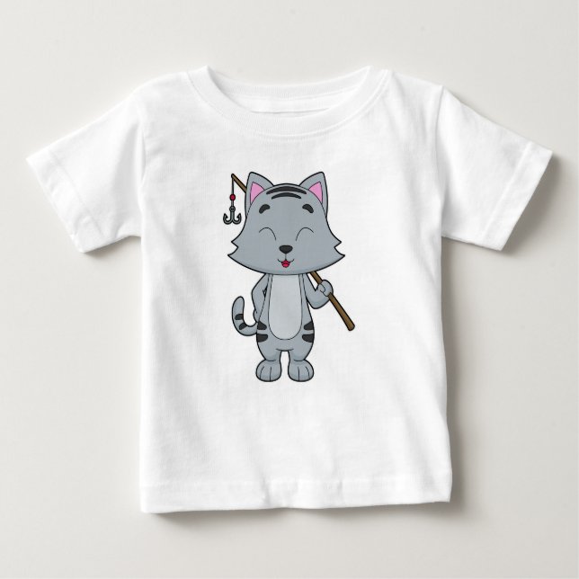 T-shirt Pour Bébé Baguette de pêche de chat (Devant)
