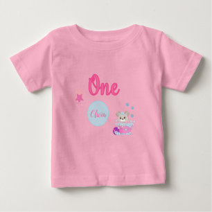 T-shirt Pour Bébé Bain de chiot personnalisé Anniversaire d'un an