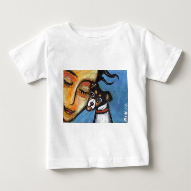 T-shirt Pour Bébé Baiser de Rat terrier (Devant)
