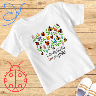 T-shirt Pour Bébé Baisers à papillon, câlins de coccinelle